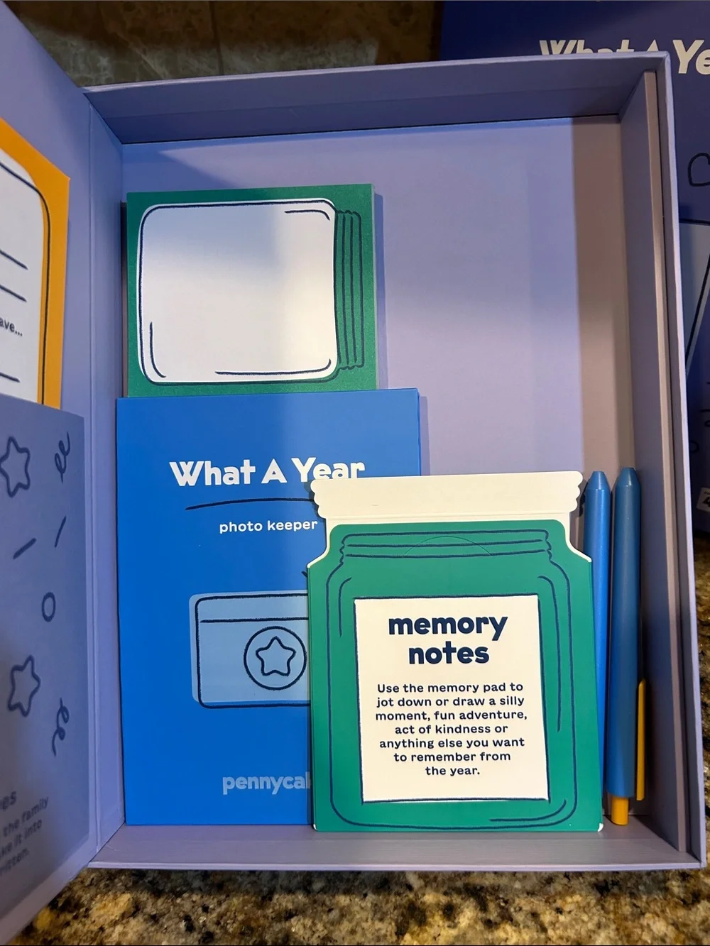 Pennycake  What A Year Memory Box - Blue Keepsake Storage, New